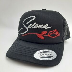 Selena Foam Trucker Mesh Snapback Hat Cap Black